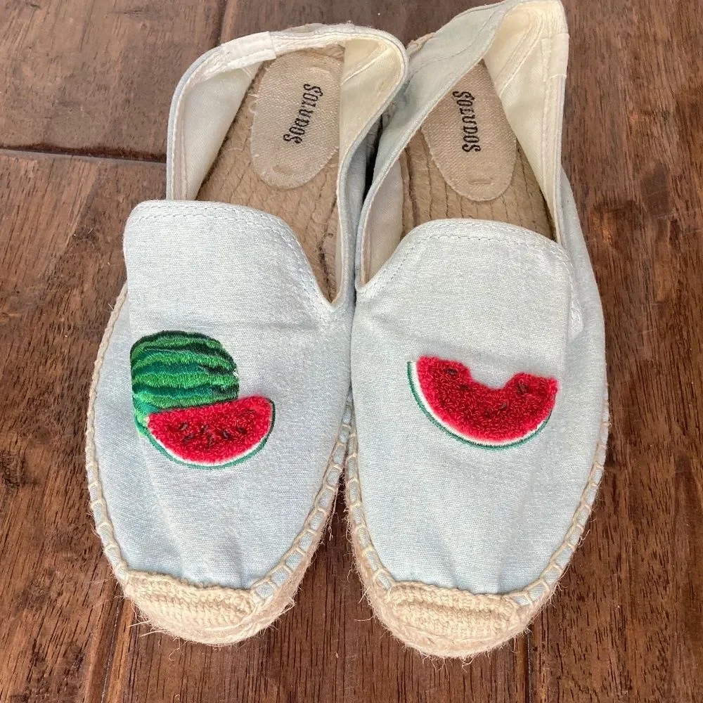 Soludos Chambray Watermelon Smoking Slippers Espadrille Size 9